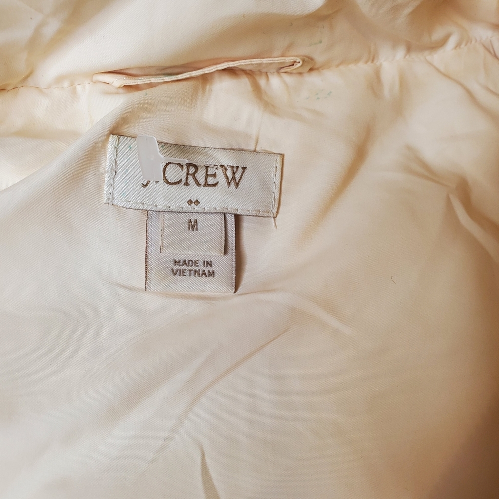 J.Crew Quilted Down Cream Zip Vest Medium Preppy Femimine #246 - Picture 5 of 6